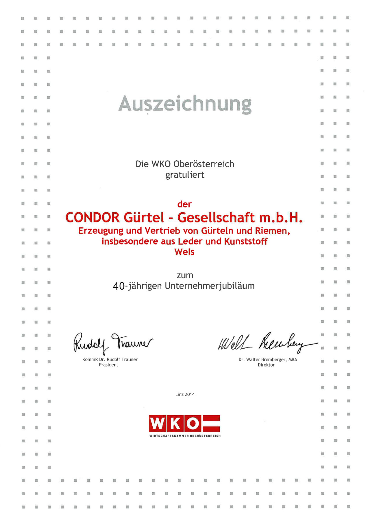 Condor Auszeichnung